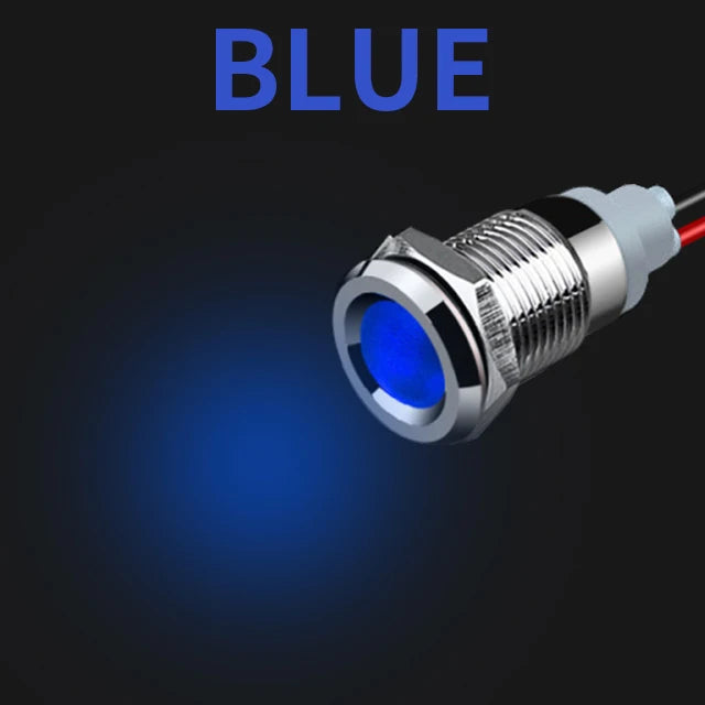 Metal LED Indicator Pilot Light Nickel Plated Brass 6mm 8mm 10mm 12mm 14mm 16mm 19mm 22mm IP65 Waterproof Panel Mount