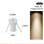 Mini 1W DC12V LED Recessed Spotlight D20mm 100lm 90-Degree Warm Neutral Cool RGB Colors