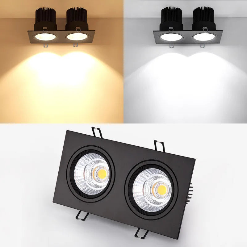 Dimmable COB LED Recessed Downlight 7W-15W Single Double Triple Head 24° CRI 85+ AC 85-265V