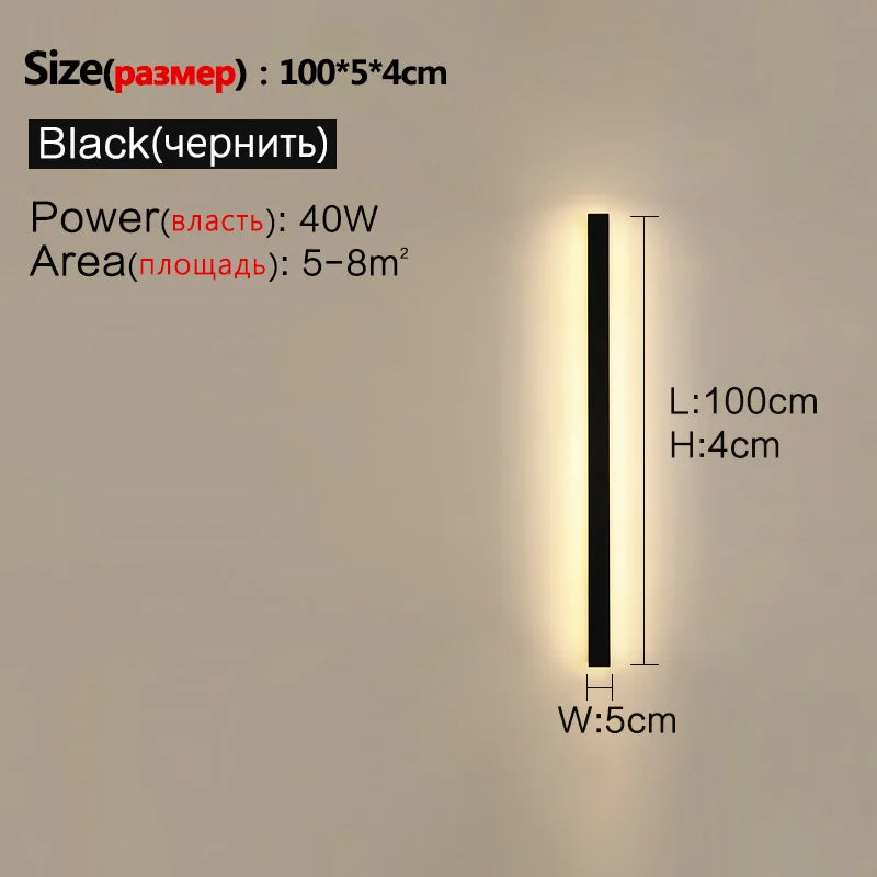 Modern Nordic LED Outdoor Wall Lamp IP65 Metal Acrylic Black Dimmable Remote AC 110-240V
