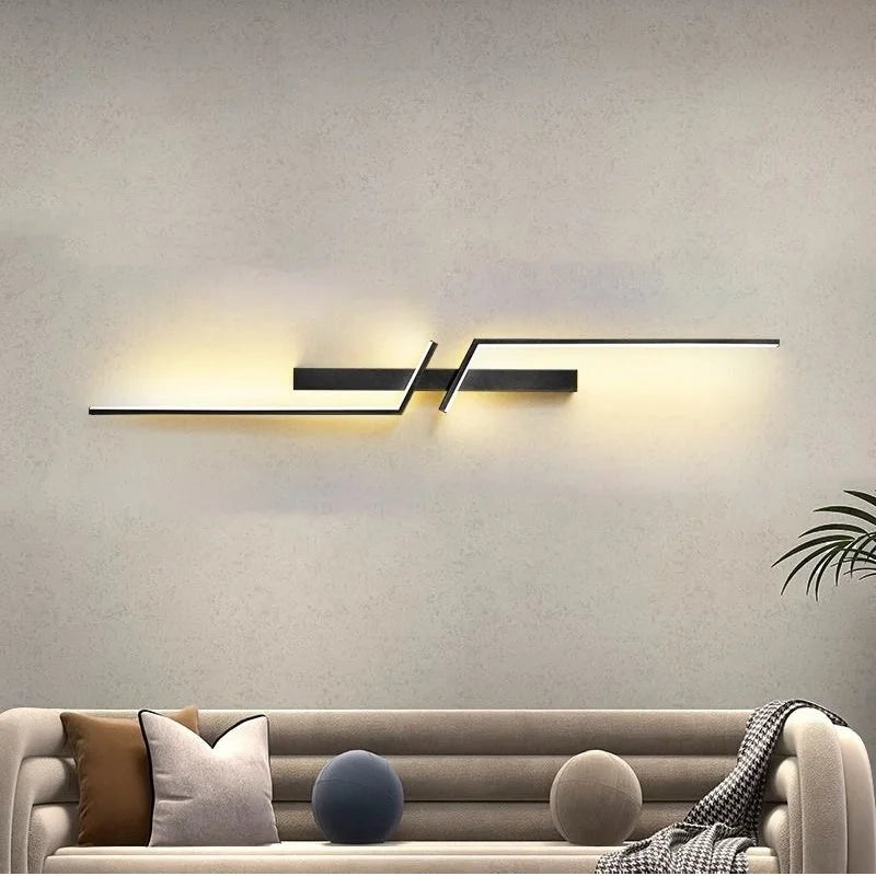 Modern LED Strip Wall Lamp 13W 15W 18W Dimmable Black Gold 60cm 80cm 100cm AC 90-260V