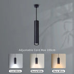 Modern Aluminum LED Pendant Light 10W 15W Long Tube 6x16cm 6x30cm AC 110-265V Black