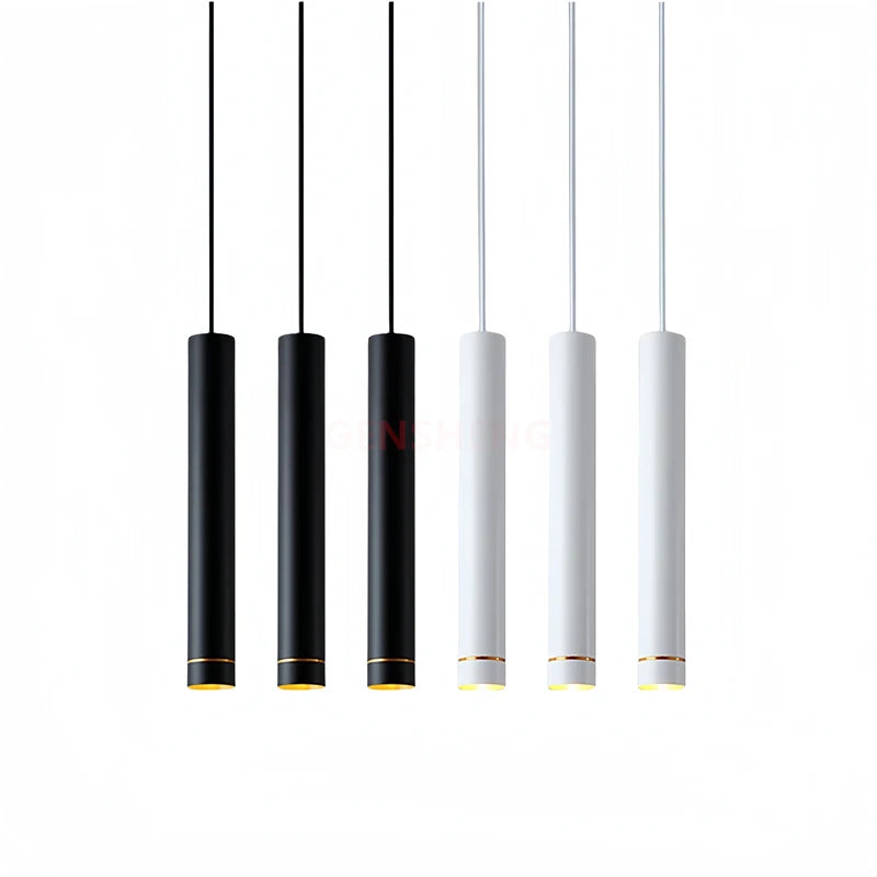 LED Pendant Light Cylindrical Long Tube Lamps Dimmable for Kitchen Dining Bedroom Bar Decoration LED ceiling Hanging Chandelier