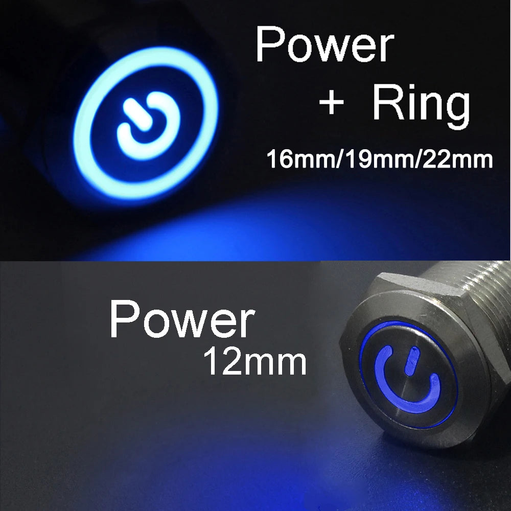 Metal LED Push Button Switch 12 16 19 22mm IP65 Self-Reset Self-Lock 5A 250V CE RoHS CCC