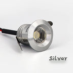 Mini LED Recessed Spotlight 1W 3W AC 85-265V or DC 12V 20mm Cutout 25 Degree Aluminum Brushed Nickel 4 Pack or 10 Pack Showcase