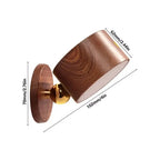 USB Rechargeable Magnetic LED Wall Lamp 360 Degree Rotating Touch Dimmable 4000K ABS Wood Grain Battery Powered Cordless Sconce
