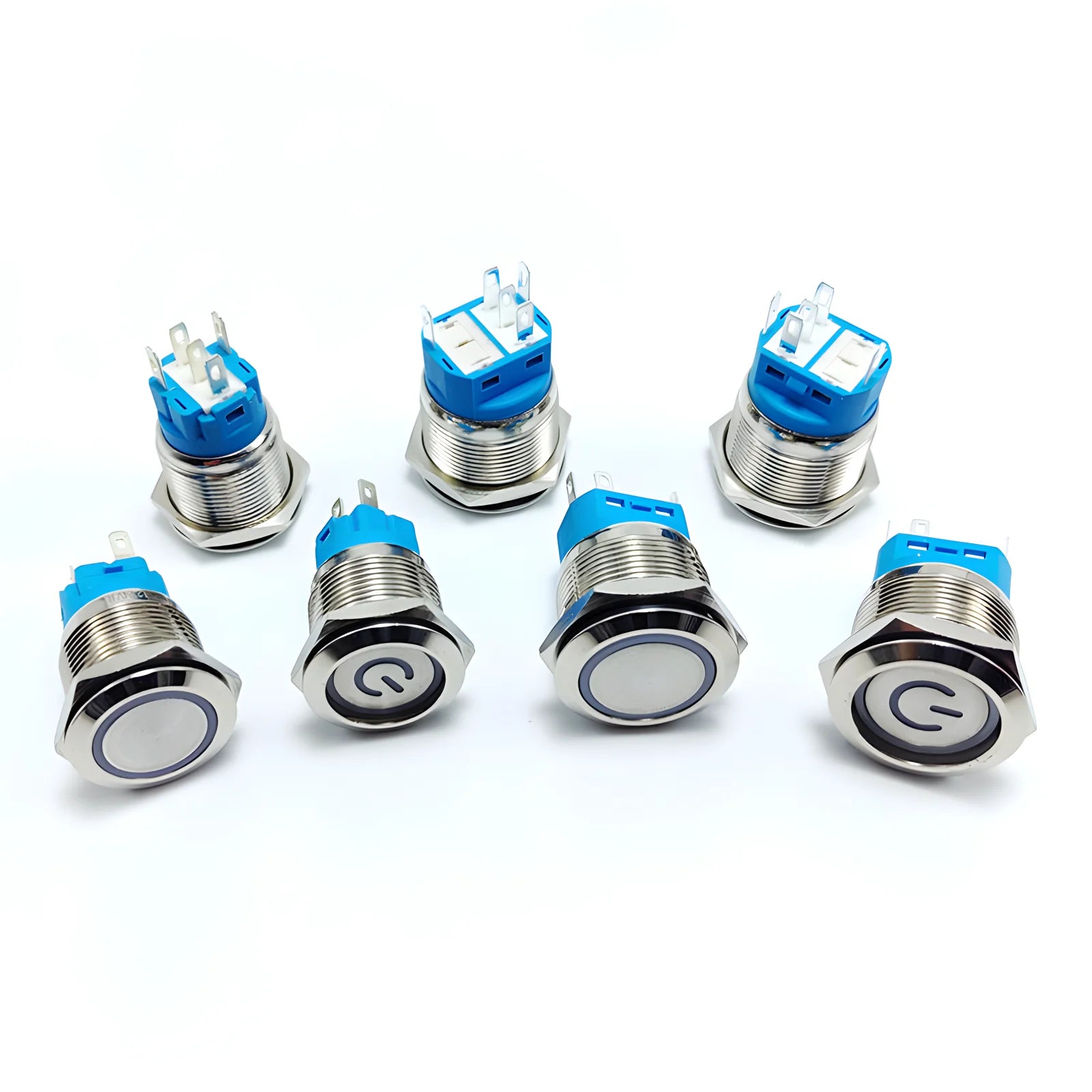 LED Illuminated Metal Push Button Switch 16mm 19mm 22mm 5A Momentary Latching 3-220V 5 Colors
