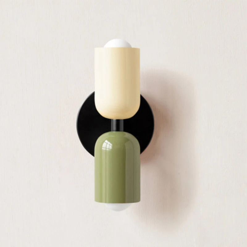 Nordic Macaron LED Wall Lamp E26 E27 2-Light Iron Bedside Sconce Bedroom Living Room