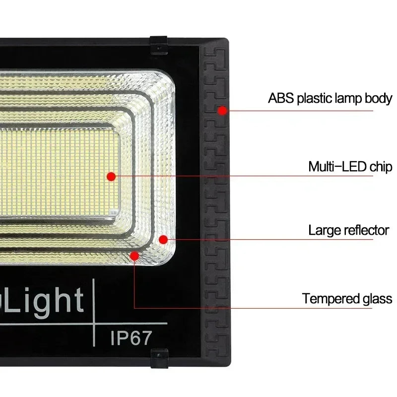 30W Solar LED Flood Light IP67 Remote Control 1000mAh Adjustable Angle Outdoor Street Villa