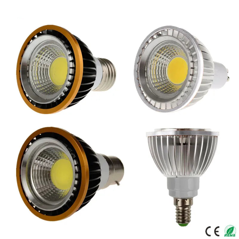 PAR20 COB LED Spotlight 3W 5W 7W E27 GU10 B22 E14 CRI 72+ 120° AC 85-265V Black Silver