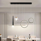 65W LED Bar Pendant Chandelier L94cm 4-Mode Dimmable 2800-6000K AC 90-265V Black Iron Acrylic