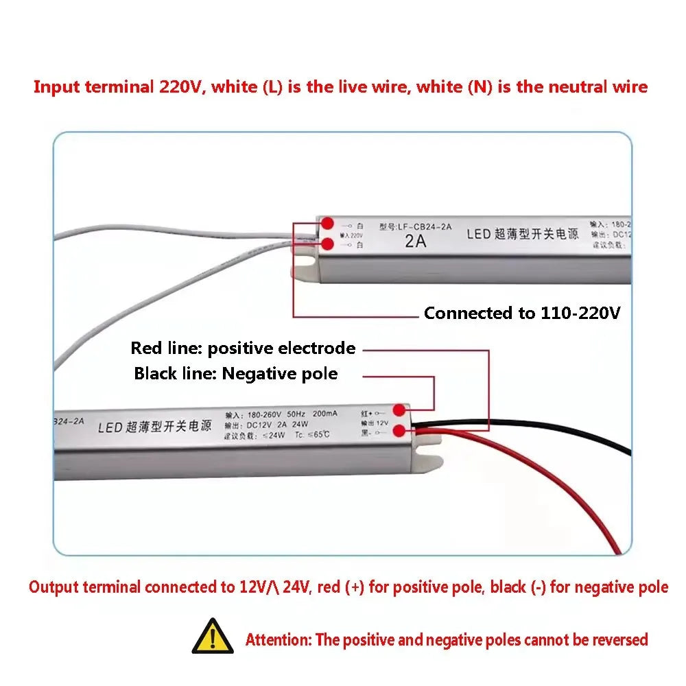 Ultra-Slim Switching LED Power Supply DC 12V 24V 24W 36W 48W 60W 72W 100W AC 110-260V
