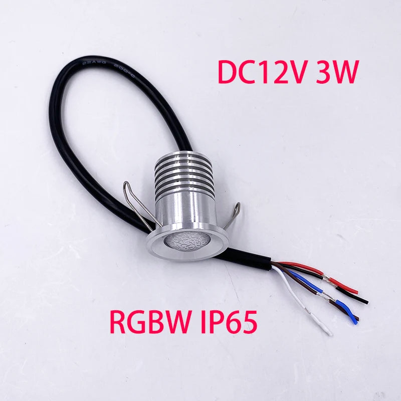 3W DC 12V Mini LED Recessed Spotlight IP65 PWM Dimmable 30° RGB RGBW WW NW CW 28mm Cutout