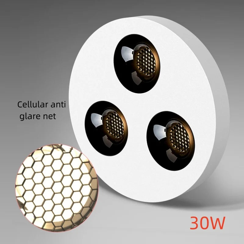 Ultra Thin COB LED Surface Mounted Ceiling Spotlight 10W 30W 50W 60W CRI 93 24 Degree Anti Glare Dimmable Knob Switch AC 85-265V Black White