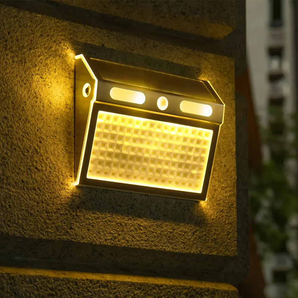 Solar LED Motion Sensor Security Light 112 LED Stainless Steel IP65 4 Modes 2200mAh 120 Degree 5 to 8 Meter Range Outdoor Wall Fence