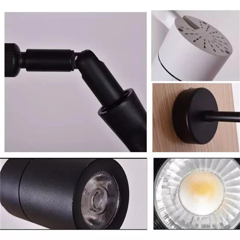 Telescopic Adjustable Arm COB LED Wall Spotlight 7W 12W 20W 30W Black White AC 90-260V