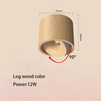Wood Grain COB LED Surface Mounted Ceiling Spotlight 7W 12W 90 Degree Adjustable Aluminum AC 85-265V Walnut Log Wood 3000K 4000K 6000K