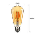 ST64 Edison Filament LED Bulb 2W 4W 6W 8W E27 B22 Dimmable Gold Glass 110-220V 6 Pack