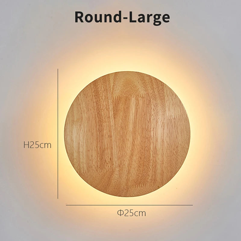 Nordic Circular Wooden LED Wall Light Up Down Integrated LED AC 90-260V Bedroom Staircase