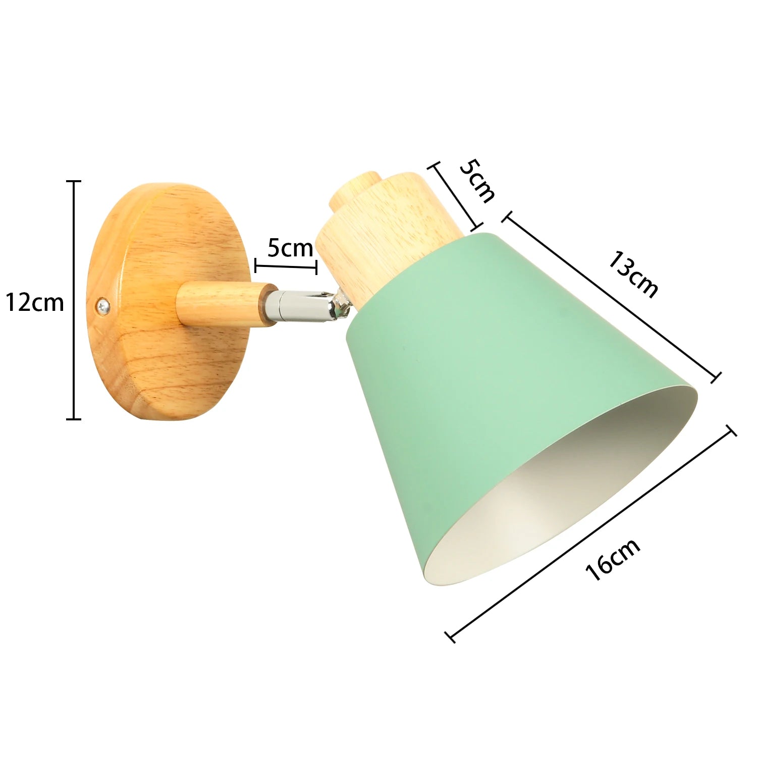 Nordic Wooden Wall Lamp E27 Iron Oak Wood PU Leather Adjustable Head 17 Specs 110-240V