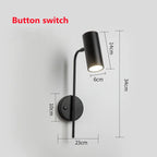 Modern Rotatable LED Wall Lamp Iron Plated E26 Single Head Knob Switch Up and Down AC 90-260V Bedroom Living Room Foyer