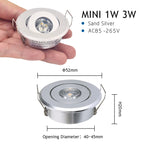 10-Pack 1W 3W Mini LED Recessed Spotlight 45° CRI 80+ IP52 D52mm AC 85-265V White Black Silver