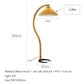 Nordic Solid Wood Pleated Fabric LED Floor Lamp E26 Dimmable Remote Control AC 90-260V D32 x H150cm Living Room Bedroom Study