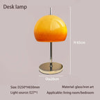 Modern Gradient Orange Mushroom Glass Floor Lamp Stainless Steel Knob Dimmable AC 90-260V