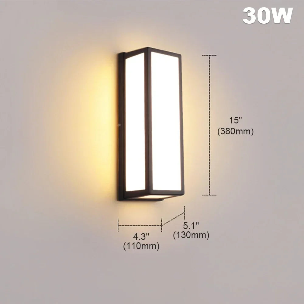 IP65 LED Outdoor Wall Lamp 18W 30W 50W Warm White Iron Motion Sensor AC 110-240V Porch Balcony Garden Security Wall Light