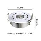 10-Pack 1W 3W Mini LED Recessed Spotlight 45° CRI 80+ IP52 D52mm AC 85-265V White Black Silver
