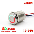 IP68 IP69K Capacitive Touch Push Button Switch 16mm 18mm 22mm 5V 12V 24V DC Momentary or Latching Red Green Bicolor LED Plastic