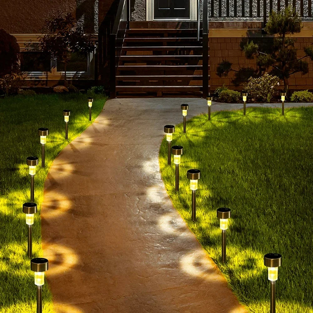 Solar LED Garden Stake Path Light IP65 Waterproof Dusk-to-Dawn Auto Lawn Lamp