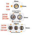 Dimmable COB LED Downlight Single Double Triple Head 7W 9W 12W 36-Degree CRI 92+ 85-265V