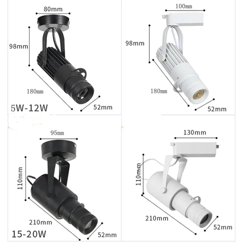 COB LED Spotlight 5W 7W 10W 12W 15W 20W 15-20° 3-CCT Track or Surface Mount AC 85-265V