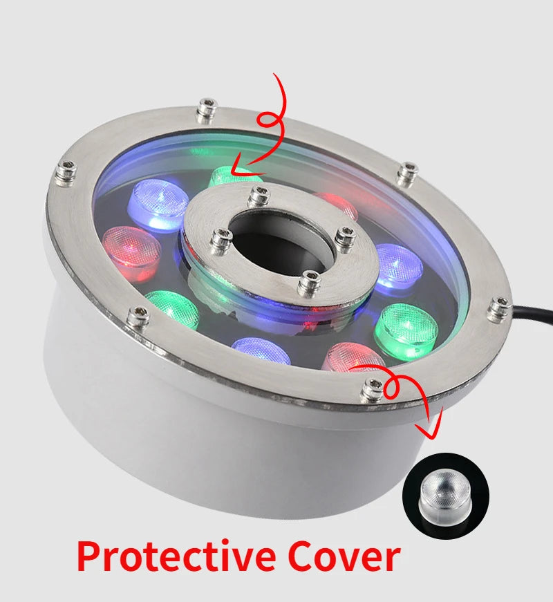 IP68 RGB LED Underwater Pool Light Stainless Steel Tempered Glass AC DC 12V 24V 3W 6W 9W 12W 18W 24W Fountain Landscape Lamp