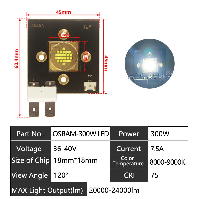 OSRAM High-Power LED Chip 40W 60W 80W 150W 200W 300W 400W Cold White 7000-9000K Copper