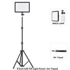 8/12 Inch LED Photography Video Panel Light 12W 15W 1700lm CRI 85+ 2800-7000K 5V USB-C Tripod