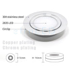 IP65 RGBW LED Mini Recessed Spotlight 3W DC 12V 24V PWM Dimmable 120 Degree CRI 80 D72 x H14mm 55mm Cutout 304 Stainless Steel Cabinet Bathroom