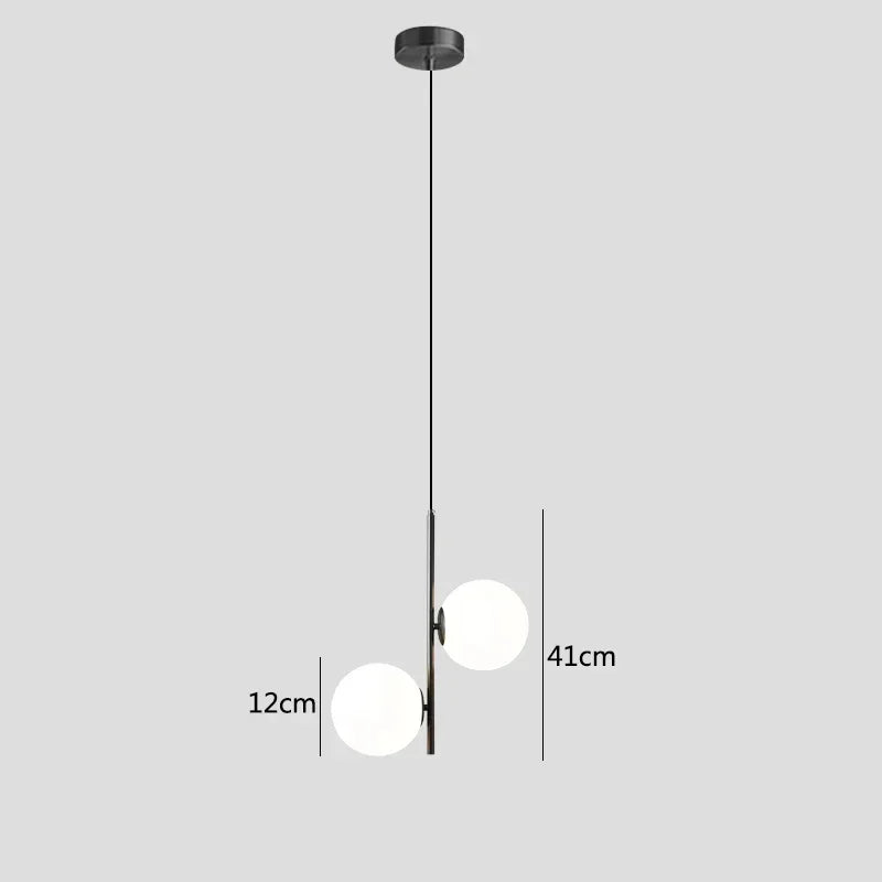 Nordic Glass Ball LED Pendant Chandelier 2 or 3 Heads G4 12cm Ball Black Gold AC 85-265V