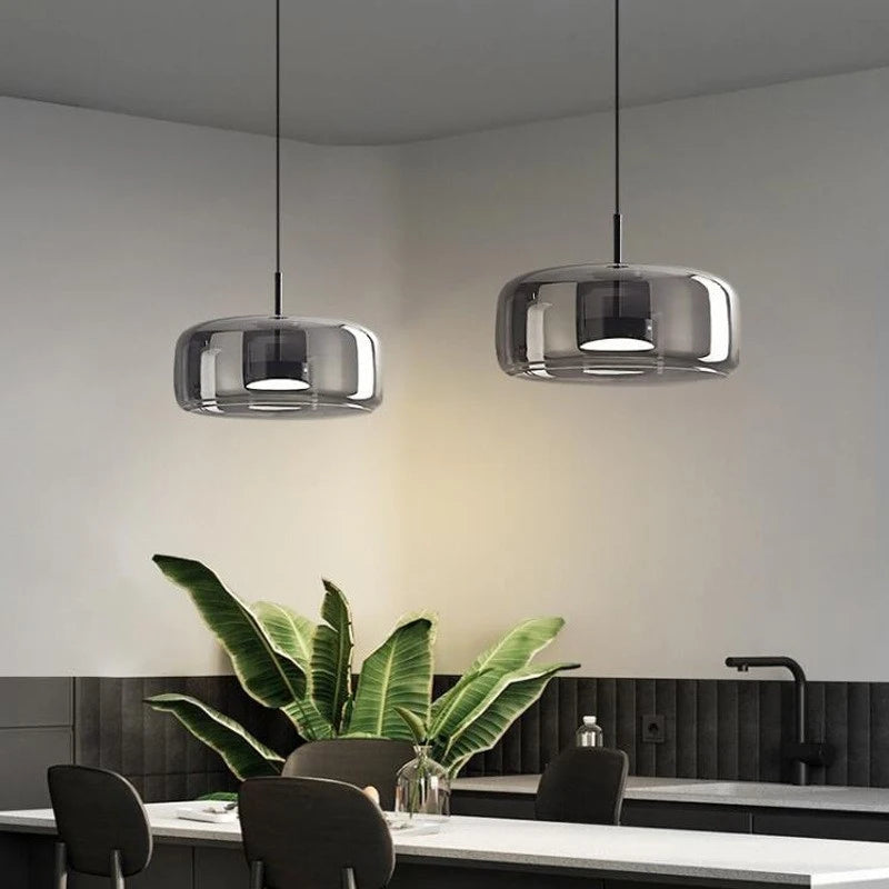 Nordic Minimalist Iron Glass Pendant Chandelier E26 E27 38cm Single Head Dimmable AC 90-260V