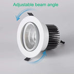 Dimmable COB LED Recessed Downlight 5W 7W 9W 12W 15W 18W Adjustable Angle Aluminum AC 85-265V Warm White Natural White Cool White Black White Silver