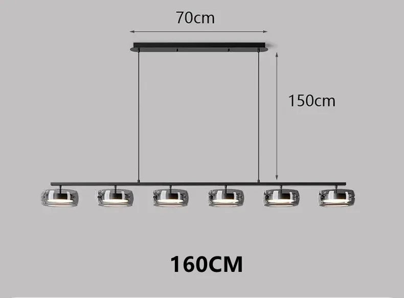 Nordic Multi-Head Glass Pendant Lamp 3 4 5 6 Heads 45-90W 3-Color Switchable AC 90-265V