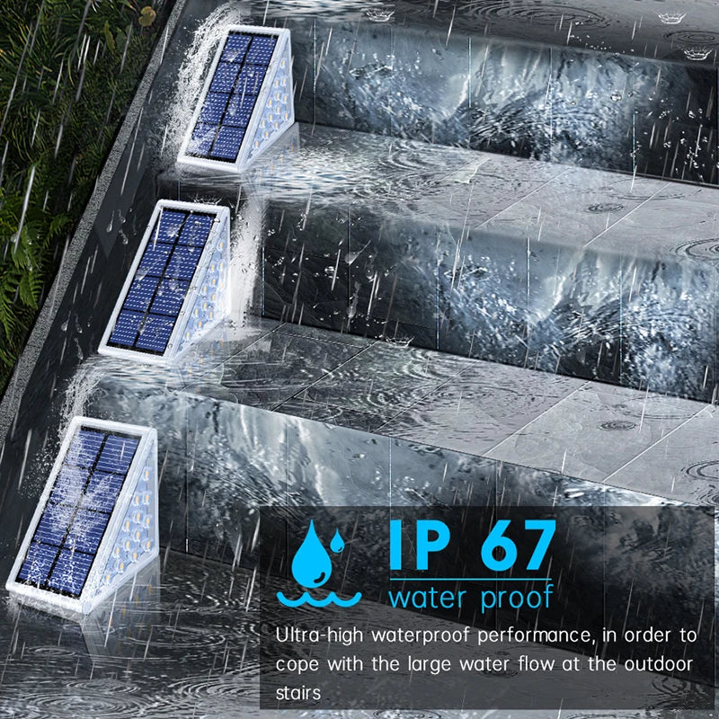 Solar LED Step Stair Light IP67 13 LEDs 80lm Warm White Auto Dusk Sensor ABS Lens Outdoor