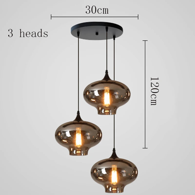Modern Multi-Head Glass Pendant Chandelier 3 6 8 10 12 Heads 21-114W Dimmable AC 90-265V