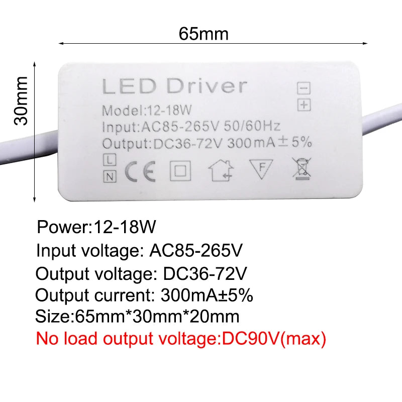 LED Driver 300mA 1W 3W 5W 7W 12W 18W 20W 25W 36W AC 85-265V Constant Current Power Supply