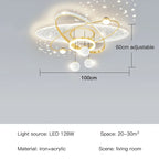 Modern Oval LED Pendant Chandelier Iron Acrylic Black Gold White Dimmable Remote AC 85-265V