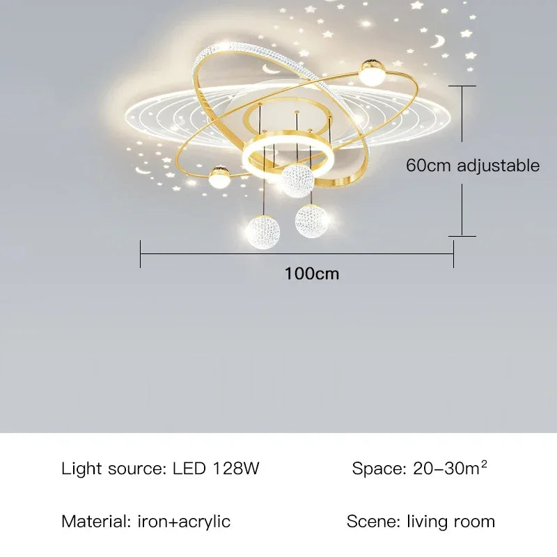 Modern Oval LED Pendant Chandelier Iron Acrylic Black Gold White Dimmable Remote AC 85-265V