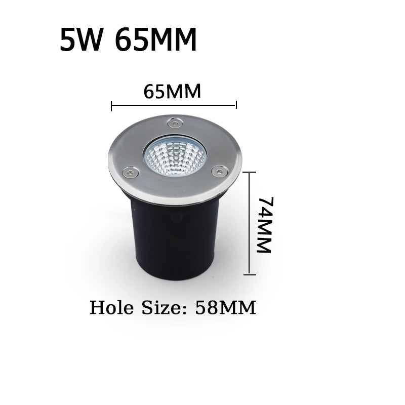 LED Underground Ground Light 1W 3W 5W COB IP67 AC 85-265V DC 12V 10 Pack 25cm Cable