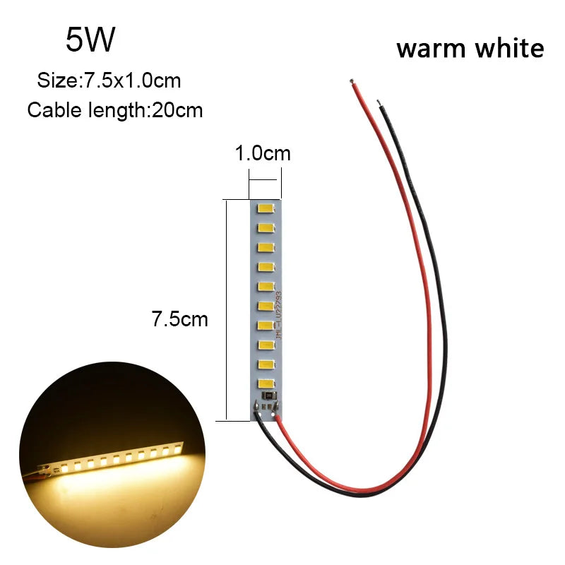 SMD5730 LED Chip Board 3W 5W 10W 30W DC 5V 20cm Wire DIY Bulb Replacement Board