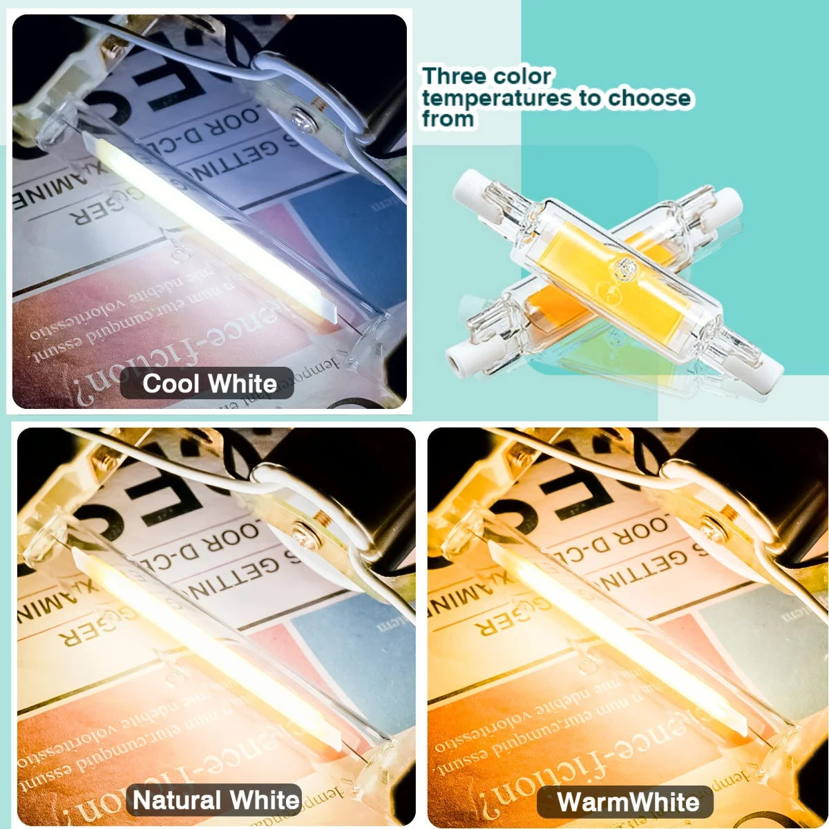 R7S COB LED Glass Tube Bulb 15W 20W 30W 50W 78mm 118mm Halogen Replacement 110-240V